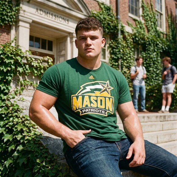 adidas Other - Adidas Men 2XL Shirt Green Cotton Graphic George Mason Patriots Iconic Statement